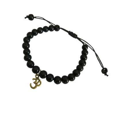 Shivay Om Charm Black Onyx Beads Design Bracelet